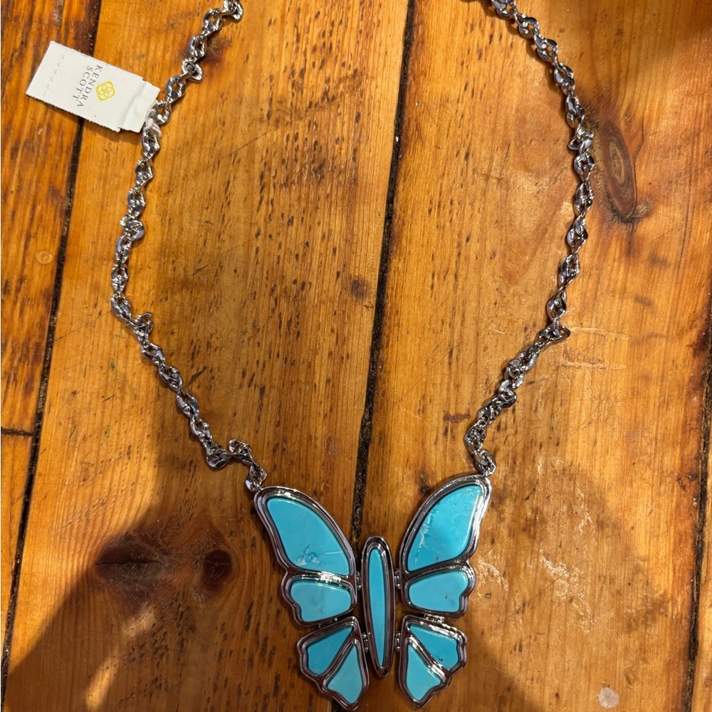 Kendra Scott Ember Turquoise Silver Butterfly Necklace